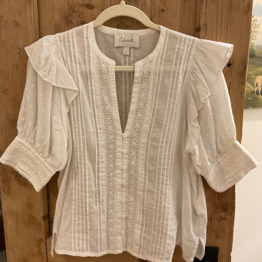 Cleobella White puff sleeve shirt